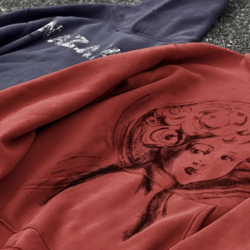 

Beautiful Girl Print Oversize Hoodies High Quality Graffiti Hand-painted Hooded Sweatshirts