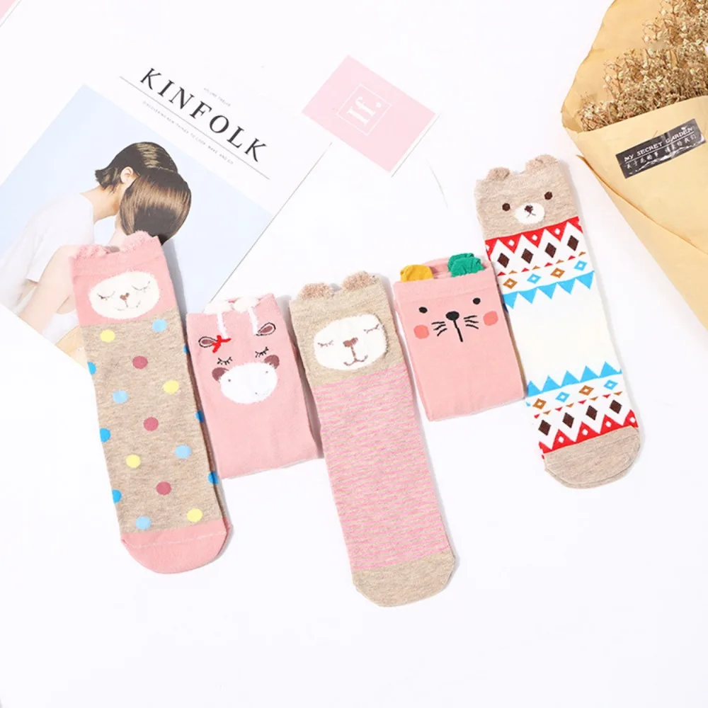 Хлопковые женские японские носки средней длины с объемными ушками героями