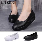 обувь женская Вулканизированная обувь Женская Повседневная офисная обувь; сезон весна-осень; обувь на танкетке с низким верхом; кроссовки на толстой подошве; большие размеры; Женская рабочая обувь для медсестры