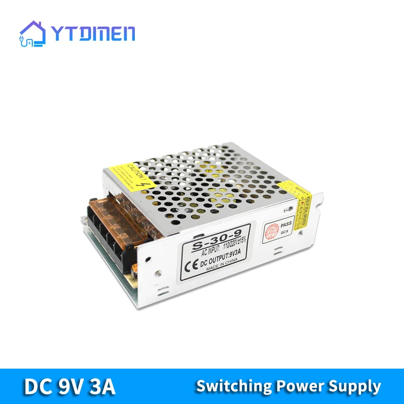 

9V 3A 27W Power Adapter Universal Regulated Switching Transformer AC110V To DC 9V LED Driver, Suitable for LED Strips
