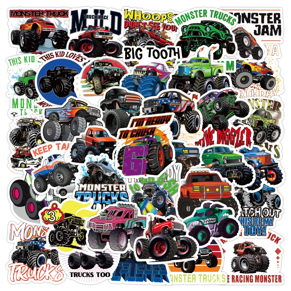 

10/30/50PCS New DIY Off-Road Vehicle Cartoon Personality Creative Table Water Cup Chair Decoration Waterproof Sticker Wholesale