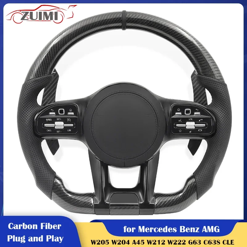 Фото Карбоновый автомобильный руль, полный комплект для Mercedes Benz AMG A B C E S G V Cls Glc Gle Gls Gla Cla Glk Slc W204 W205 W212 W222 W221 №1