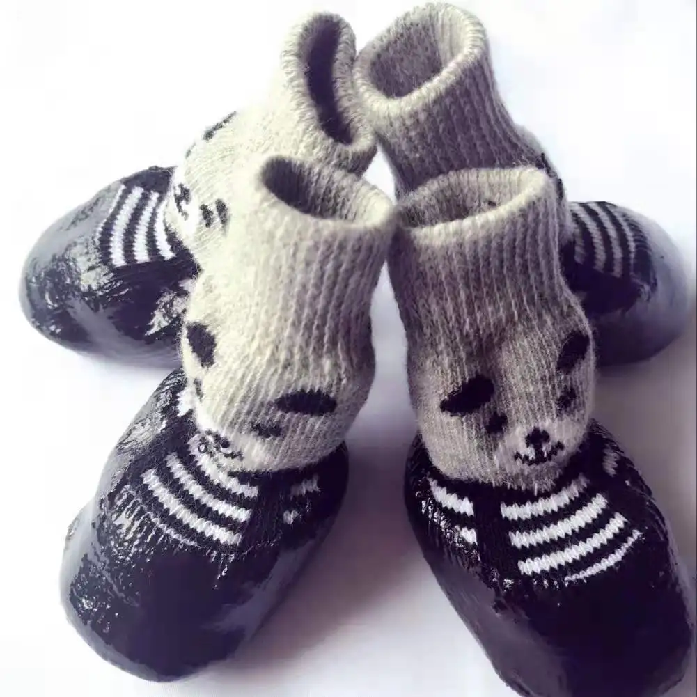 

Новинка теплая обувь для домашних животных с мягкой резиновой подошвой носки для собак и кошек нескользящая обувь с четырьмя ногами носки для улицы водонепроницаемая обувь носки для собак