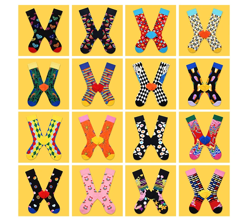 

New trendy brand socks geometric cartoon animals in the tube color cotton socks