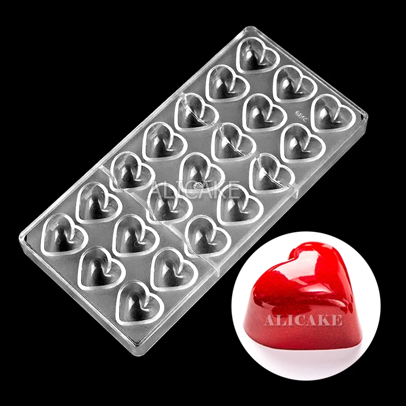 

Формочки для шоколада из поликарбоната, 21 ячейка, форма в форме сердца, конфеты, профессиональные инструменты для выпечки, форма