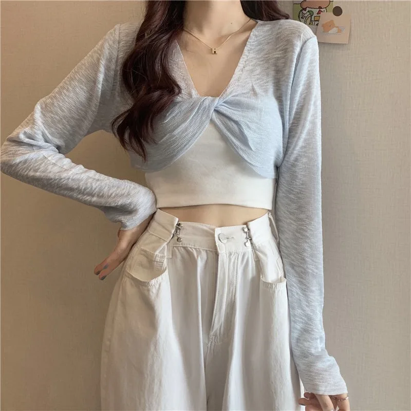 Женский трикотажный топ с длинным рукавом большим бантом