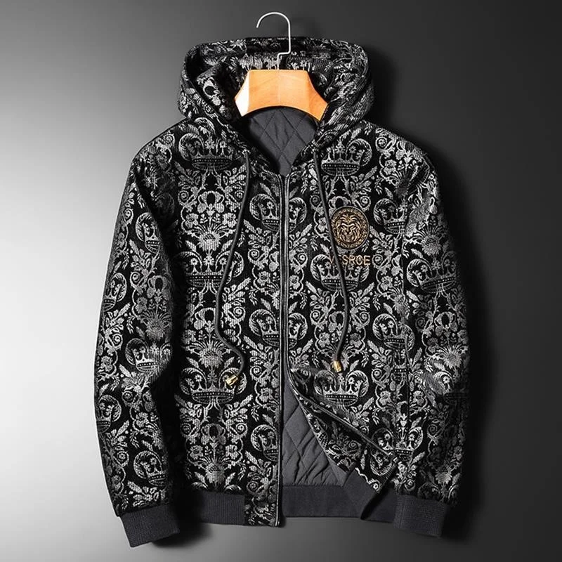 

Роскошное Брендовое высококачественное Мужское пальто на хлопковой подкладке с капюшоном, Новинка осени и зимы 2023, утолщенное теплое высококачественное роскошное пальто с вышивкой