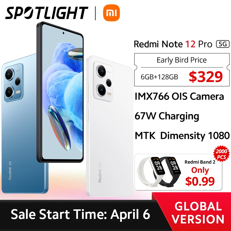 

[World Premiere] Global Version Xiaomi Redmi Note 12 Pro 5G Smartphone 6GB+128GB OIS Camera 120Hz AMOLED Display 67W Charger