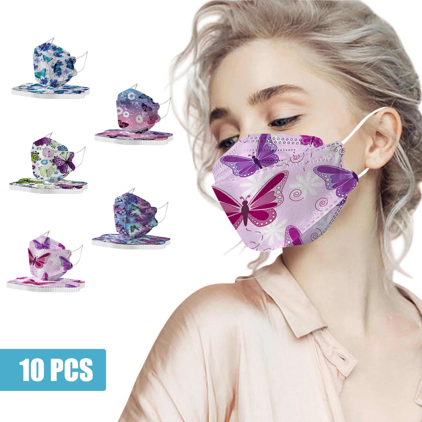 

10pcs Mascarillas Desechables Adult's Fish Style Face Mask Butterfly Print Dust-safety Masks Masque Halloween Cosplay Máscaras