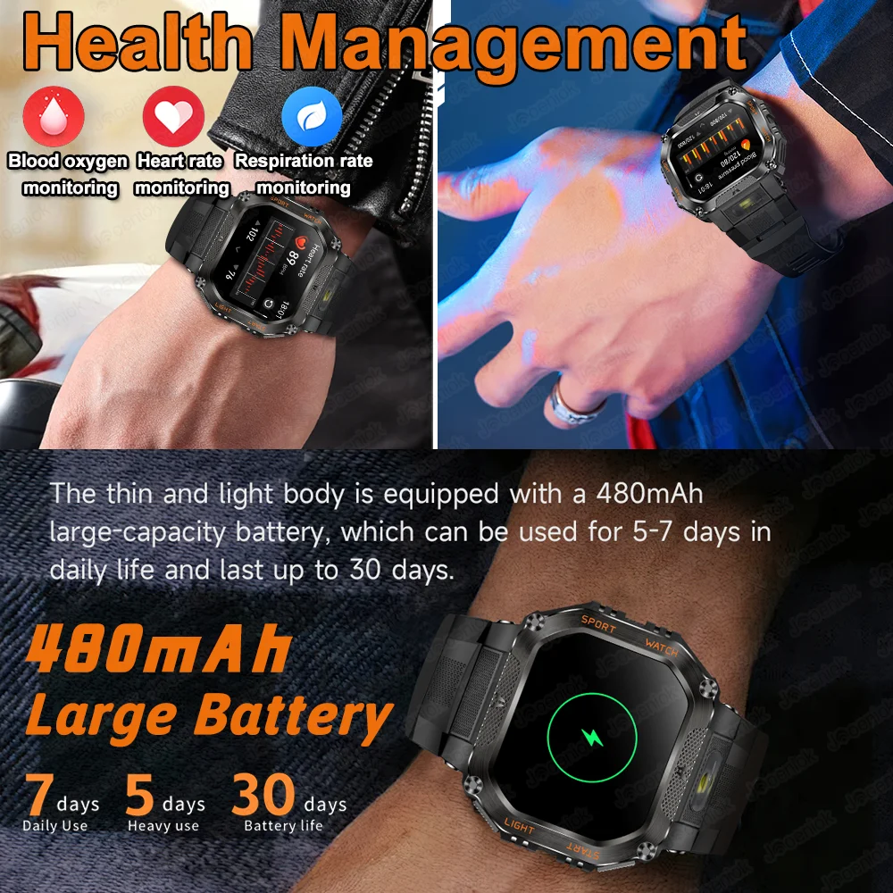 Фото ChiBear SmartWatch Мужские светодиодные фонарики Спортивный уличный компас Bluetooth Вызов Сердечный ритм Водонепроницаемые женские умные часы для Huawei №4