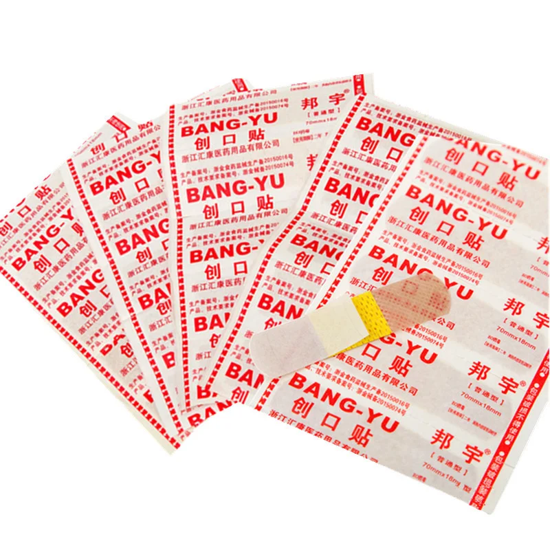 

100 шт./упак., нетканый материал, Φ помощь, медицинская лента для кожи, пластырь для ран, пластырь для оказания первой помощи, пластыри для чрез...