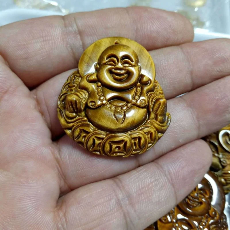 

Natural Golden Hand-carved Jade Pendant of Guanyin Buddha Jewelry Necklace Fashion Gift Lovers Guanyin Buddha Pendant