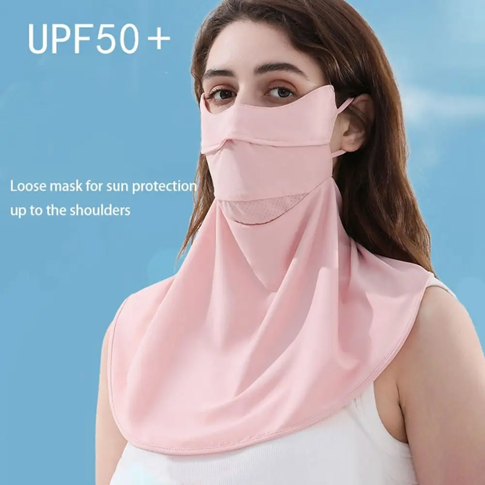 

Solid Color UV Protection Neck Protection Neck Wrap Cover Ice Silk Mask Face Cover Sunscreen Face Scarf
