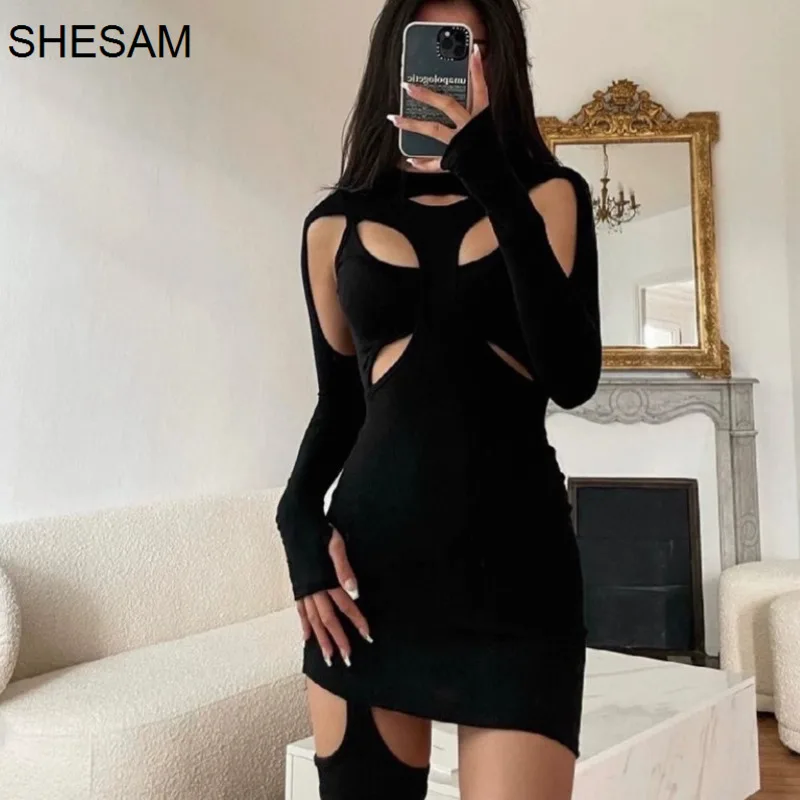 

Women's Short Skirt Punk Girl's Broken Drag Cool Girl's Long Sleeve Dress