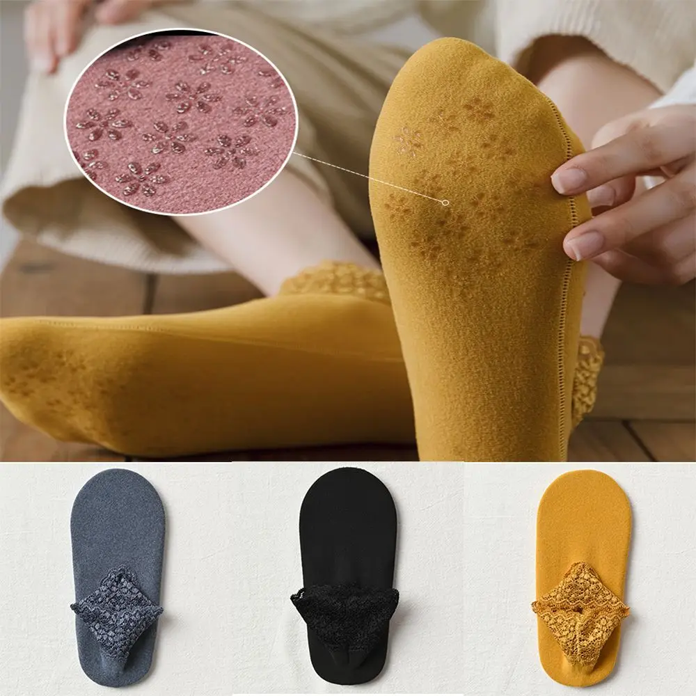 

Autumn And Winter Thicken Plus Velvet Keep Warm Hosiery Floor Socks Lace Sock