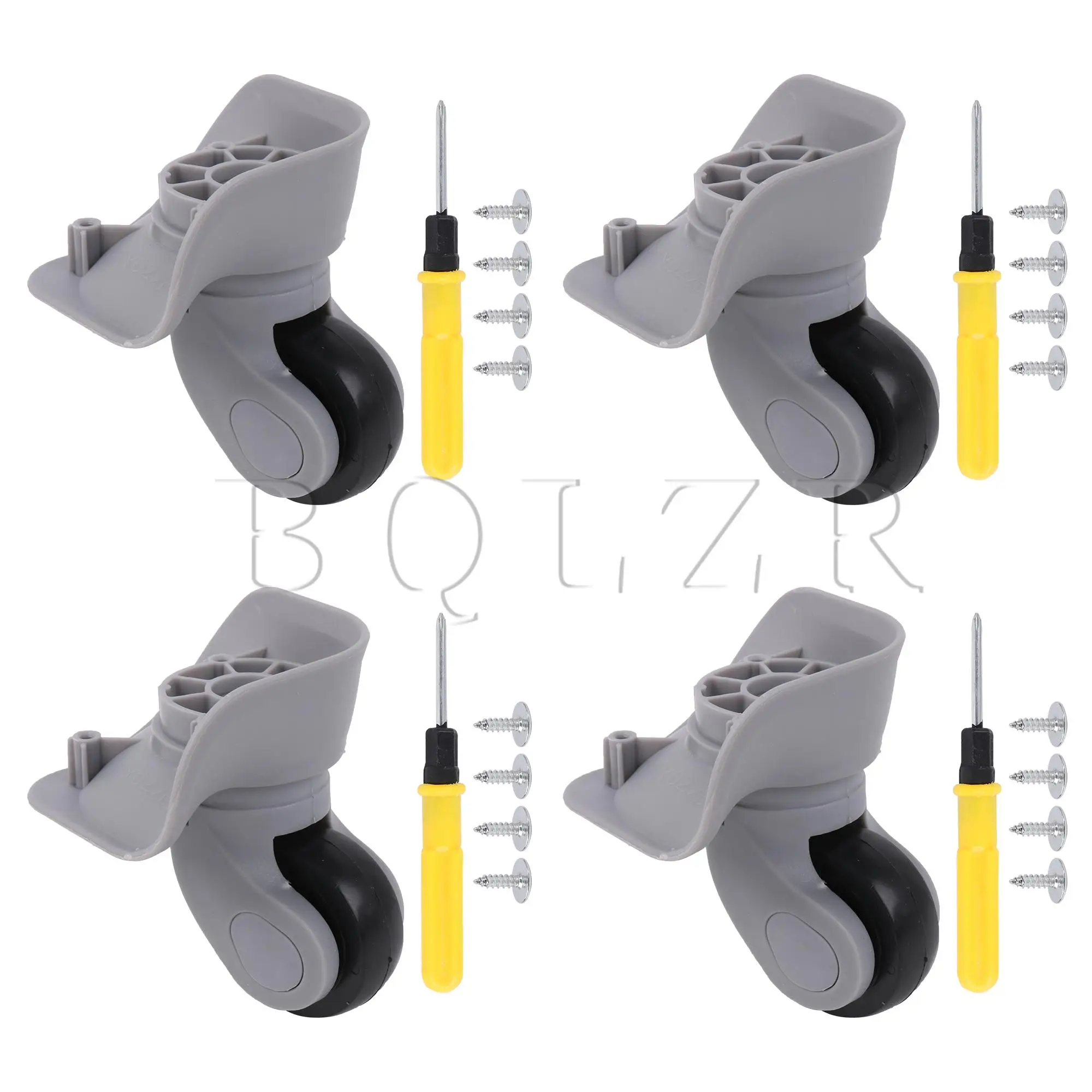 

BQLZR 4Pcs Luggage Spinner Wheels 3.62" W041-S for Suitcases Left Grey & Screw