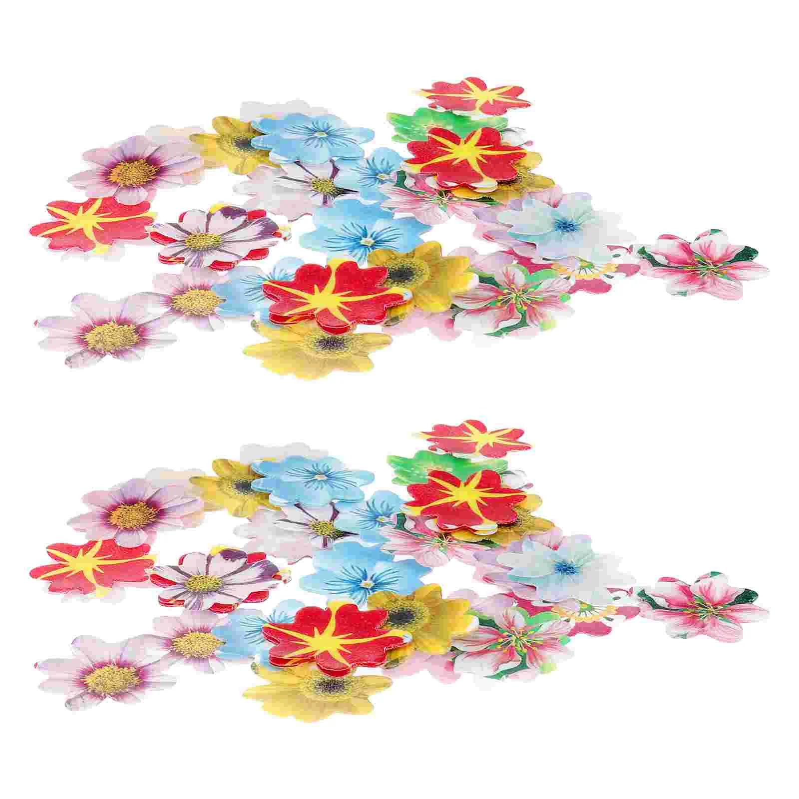 

120pcs Edible Rice Paper Flowers Wafer Paper Flower Colorful Cupcake Toppers Desserts Cake Decoration (10 Colors)