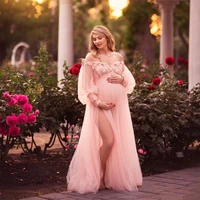 2022 womens prom dresses off the shoulder long sleeve party celebrity gowns lace appliques beading maternity photography dress