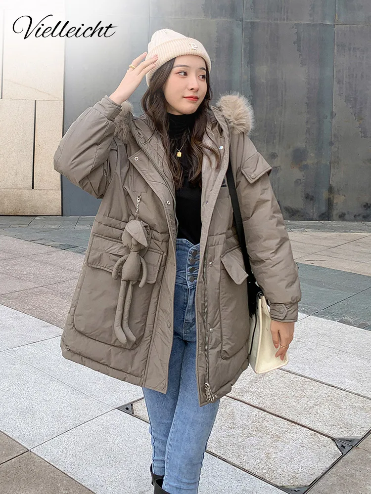 Vielleicht Women Oversized Loose Fur Hooded Female Winter Long Sleeve Jacket Outwear Parka Women 2022 Autumn Winter Coat Clothes