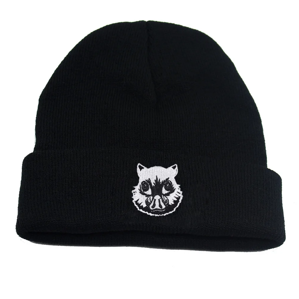 

Японские шапки-бини с аниме рассекающим демонов осенне-зимние шапки Kamado Tanjirou Hashibira Inosuke вязаные берет шапки теплые шапки