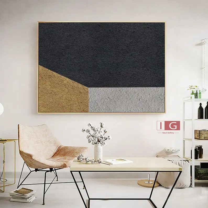 

Black and Gold abstract painting Oversized Abstract Painting Original Gold Leaf Painting Black AbstractBlack gold Minimalist Art