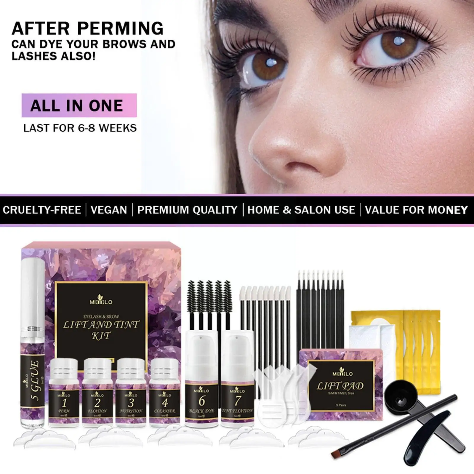 

Lifting Lashes Kit Lash Lifiting Curling Eyelash Perm Eyelash Dye Makeup Eyebrow Combination Tint Eye Enhancer Eyelash Kit Q1C4