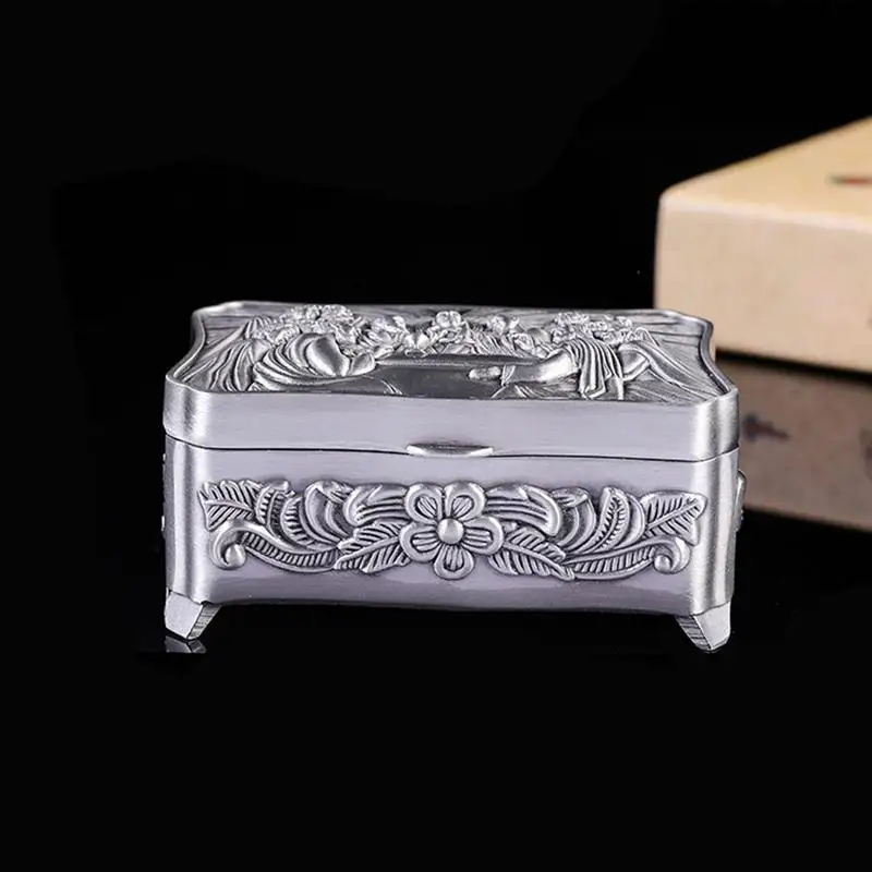 

Jewelry Storage Box Retro Storage Case Metal Jewelry Case Ring Storage Box for Dressing Table Desktop Decor Women