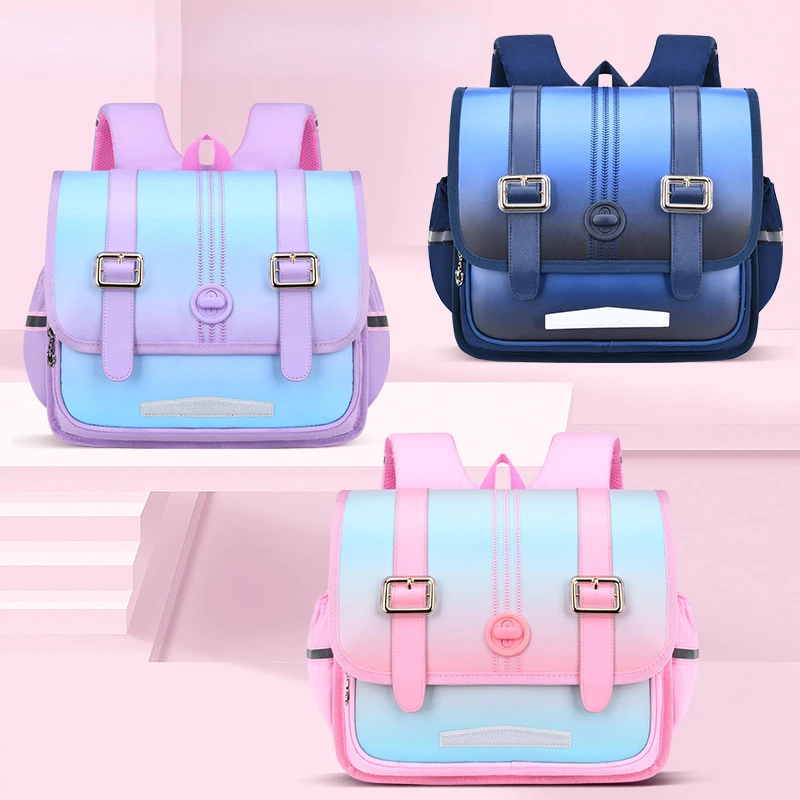 Children Horizontal British Style Large Capacity Panelled Backpacks New Girl Boy Student Light School Bags for Teenagers Mochila