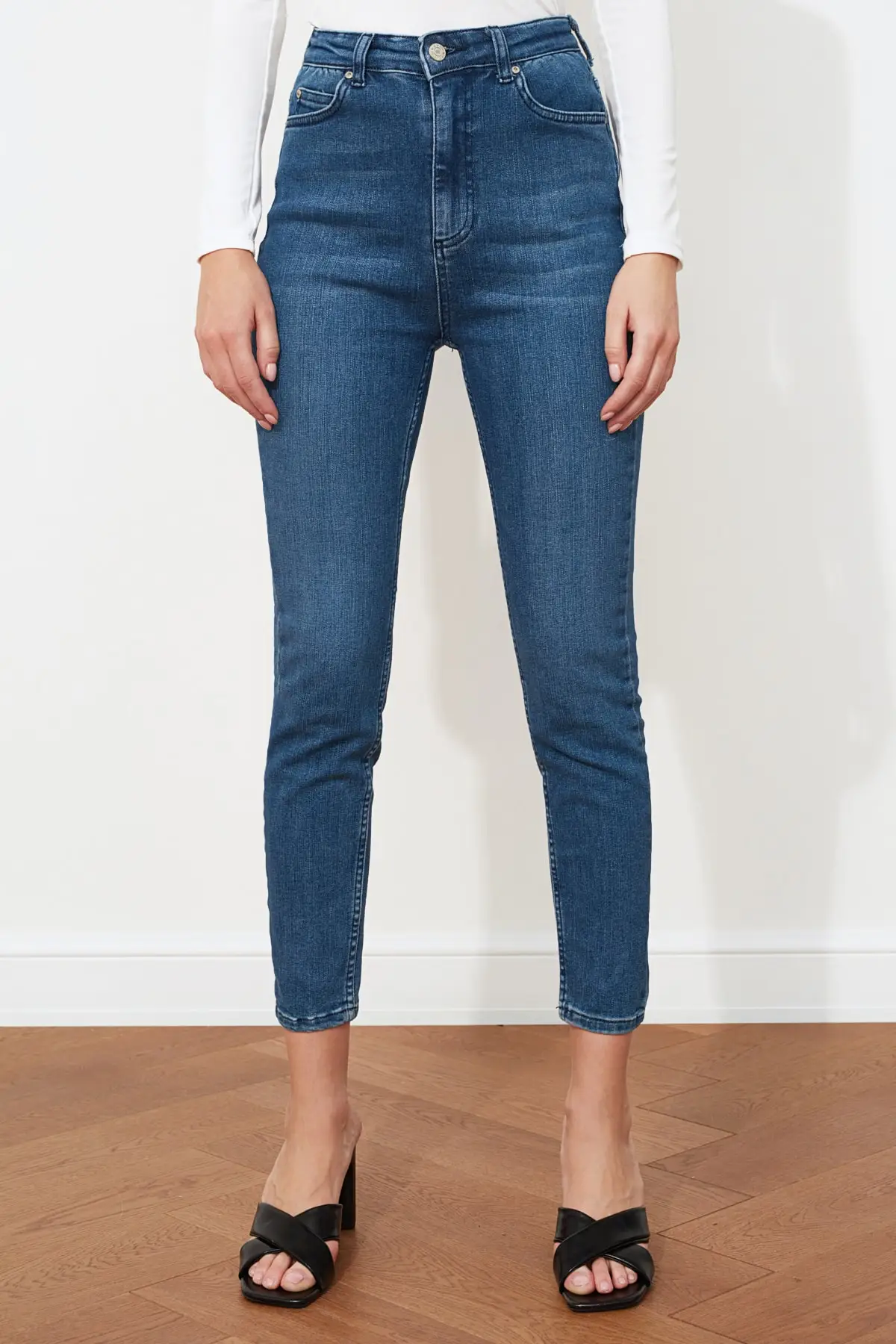 

Dark Blue High Waist Skinny Jean Women Jeans 2021