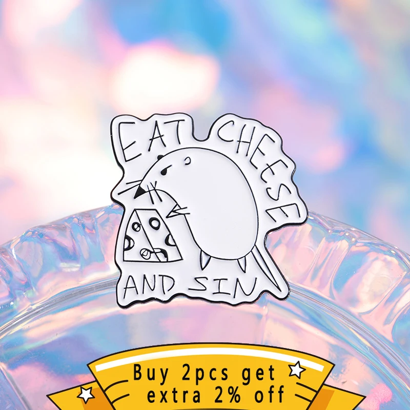 Эмалированные броши &quotМышь и сыр&quot