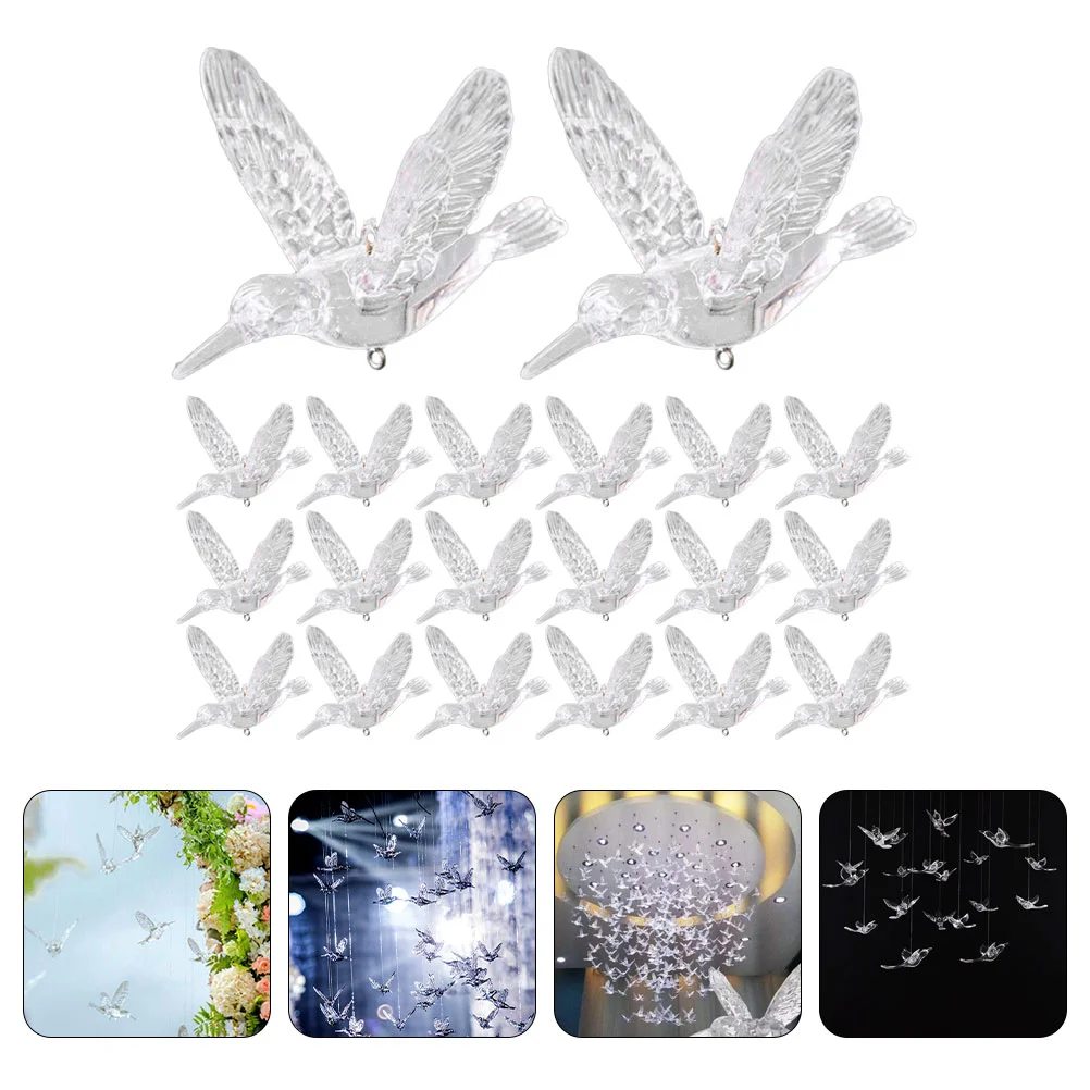

Bird Hanging Ornament Hummingbird Decor Wedding Acrylic Crystal Decoration Ornaments Ceiling Pendants Vase Flower Crystals Clear