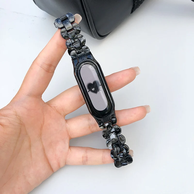 Strap For Xiaomi Mi Band 7 6 5 4 Wristband Fashion INS Amber Resin Bracelet For Miband 3 4 5 Watchband Replacement Correa Strap