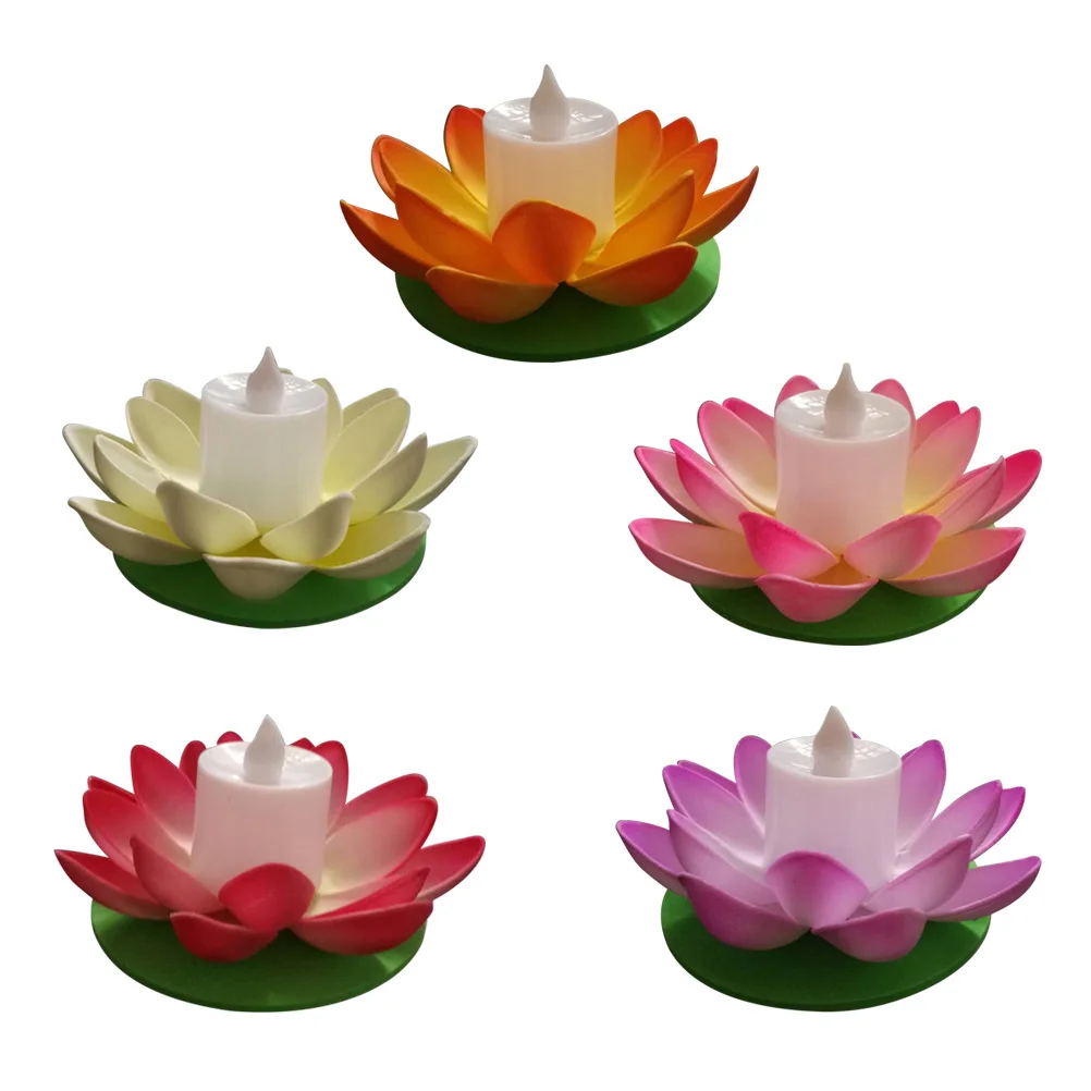 

5pcs 11.5cm LED Floating Lotus Lantern Wishing Water Lily Artificial Candle Flower Lanterns Pool Decor for Festival Party