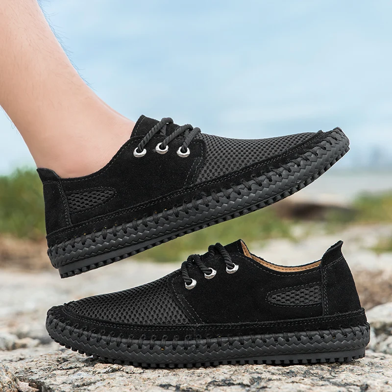 2022 New Fashion Men's Casual Shoes Outdoor Trainers Hand-Stitched Retro Walking Shoes Lightweight Mesh Upper Shoe Size 38-48