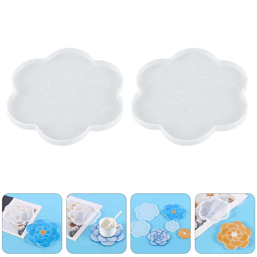 

2Pcs DIY Coaster Mold Silicone Coaster Mold Cup Mat Making Mold for Home