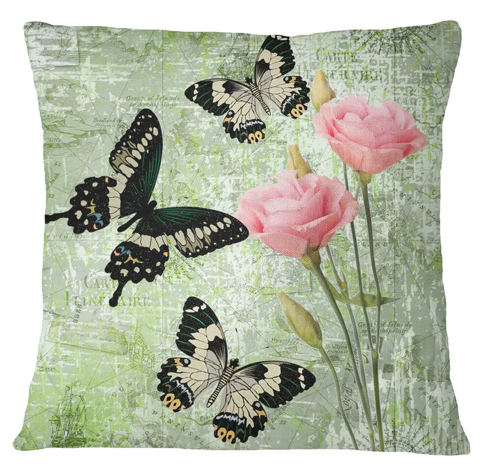

Green Printed Square Cushion Cover for Home Decoration Throw Pillow Cover