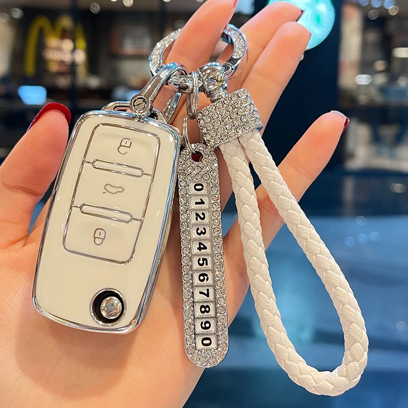 

LUNDA Leather Rope Car Key Case Cover for VW Volkswagen Golf 5 6 7 8 Polo Mk 4 5 6 7 Skoda Fabia Octavia Seat Ibiza Leon Tiguan