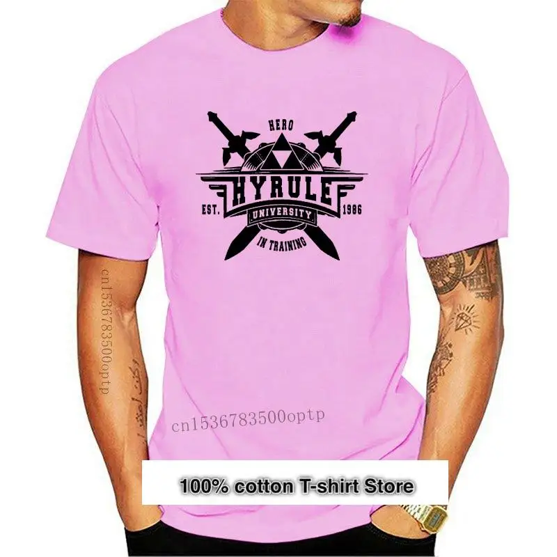 

Camiseta informal con estampado de letras Hyrule para hombres, ropa con cuello redondo, de verano, novedad