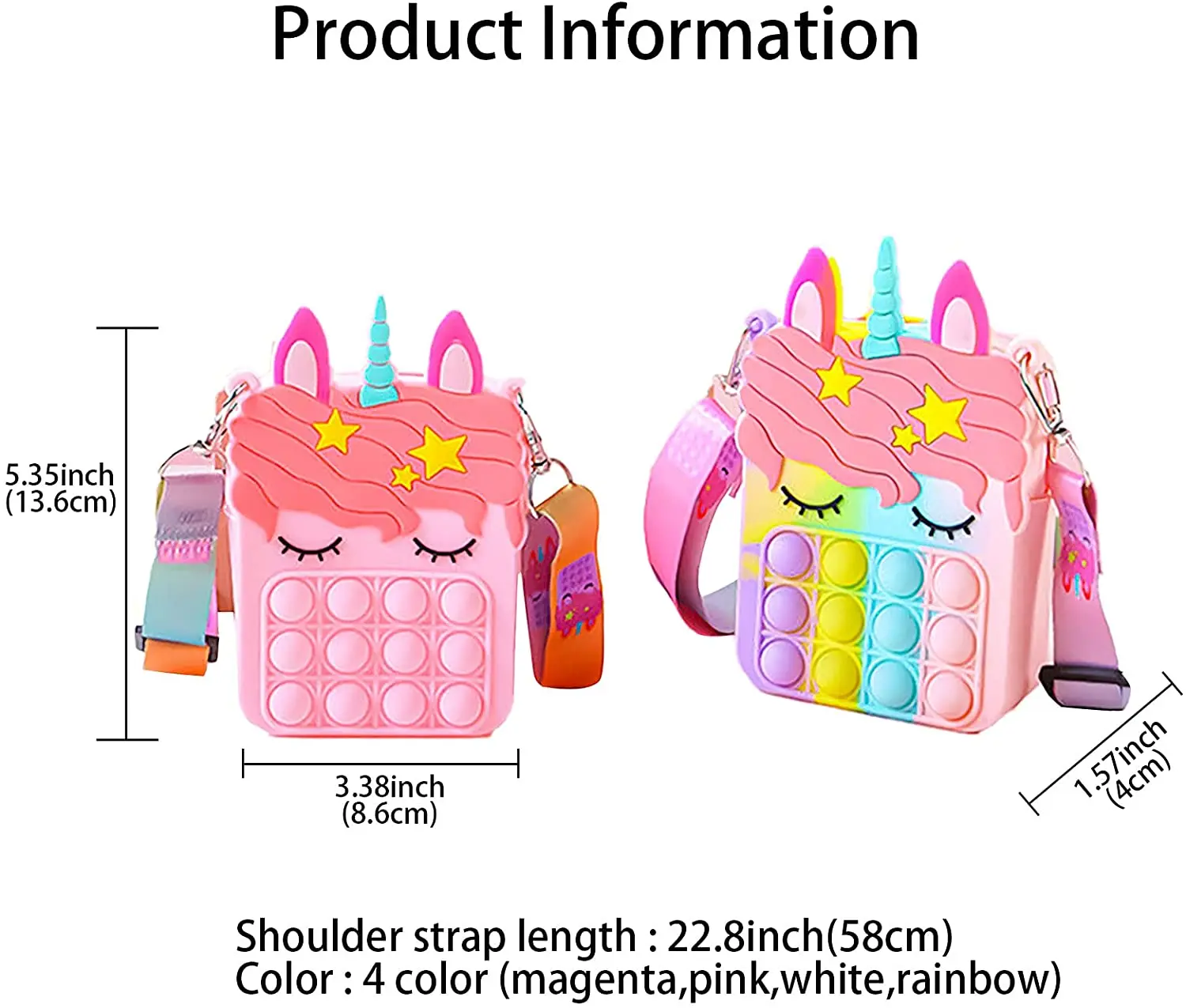 Игрушки-антистресс большого размера Сумка единорог радужные пузырьки с большим