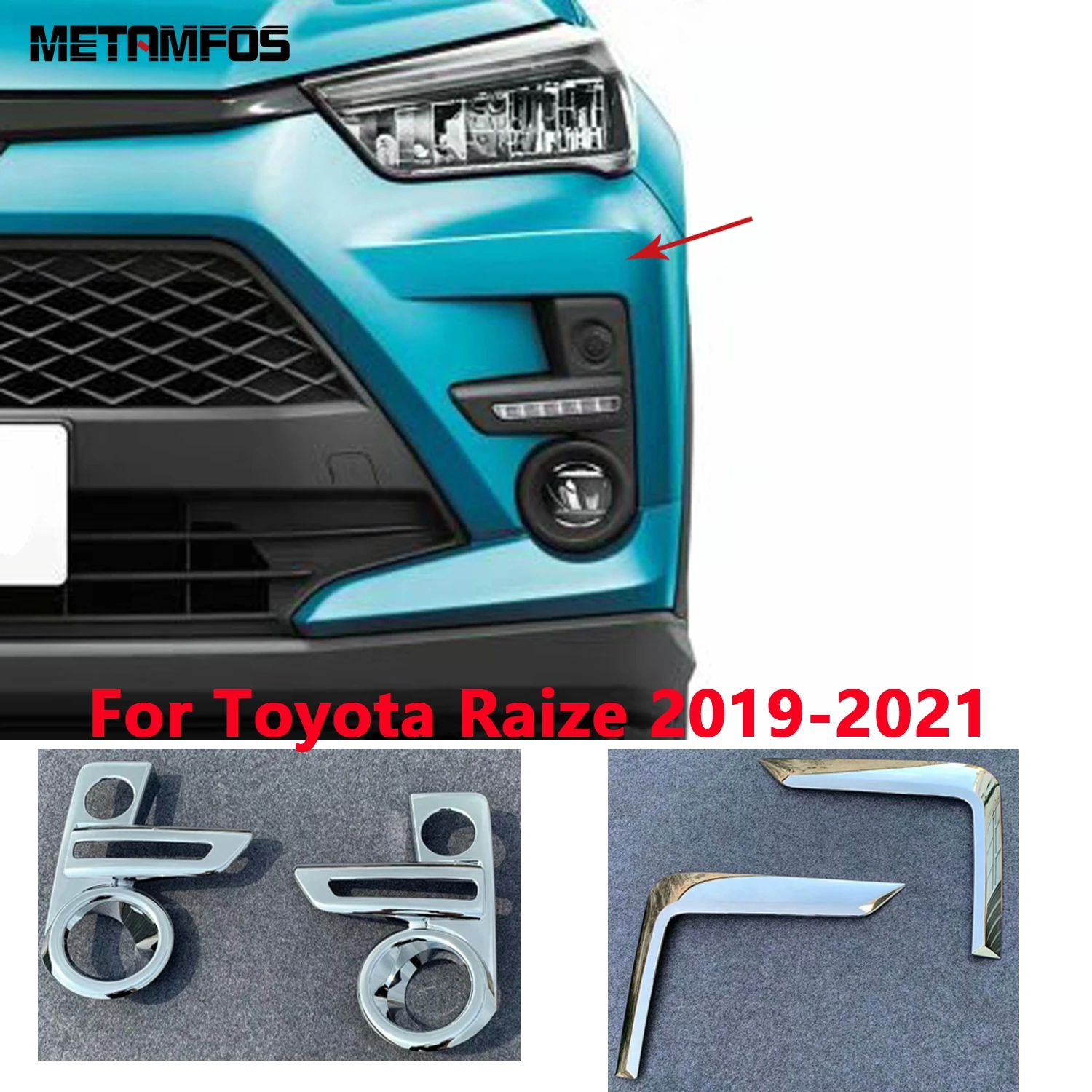 

For Toyota Raize 2019 2020 2021 Chrome Front Fog Light Lamp Cover Trim Molding Decoration Exterior Accessories Car Styling