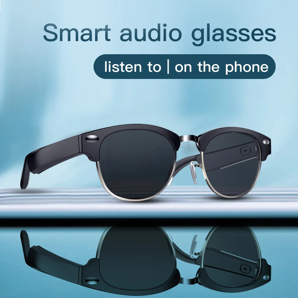 

E20 Bone Conduction Bluetooth Replaceable Smart Sunglasses Photochromic Anti-blue Light Prescription Lenses Call Music Fashion