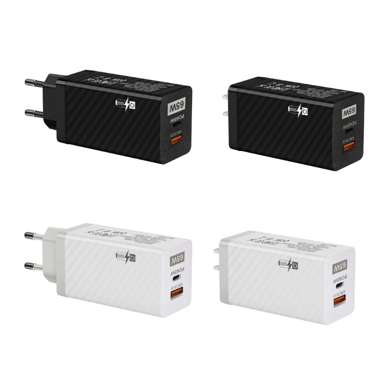 

US/EU 65W GaN Charger for QC 3.0 USB PD Wall Charger Type C USB Fast Charger For Laptop USB Adap