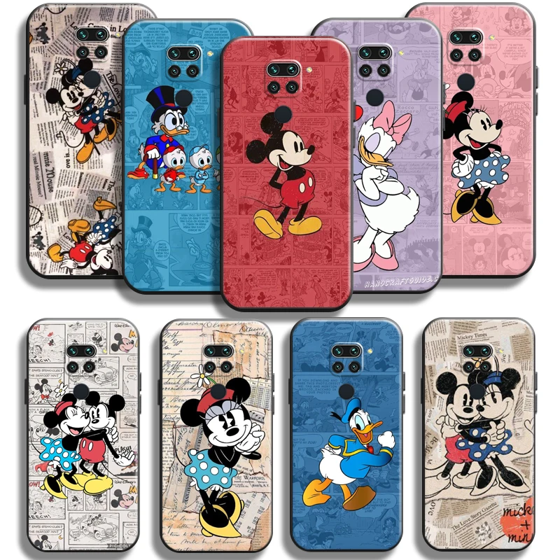 

Cartoon Duck Mickey Minnie Mouse Phone Case For Xiaomi Redmi Note 9 Pro Redmi Note 9 9T 5G Soft Funda Back Liquid Silicon