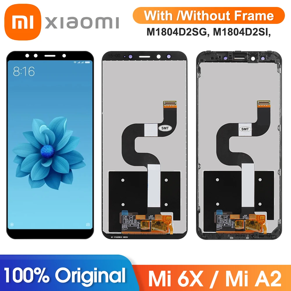 

Экран 5,99 дюйма с рамкой для Xiaomi Mi A2, ЖК-дисплей с сенсорным экраном и дигитайзером в сборе для Mi 6X M1804D2SG M1804D2SI