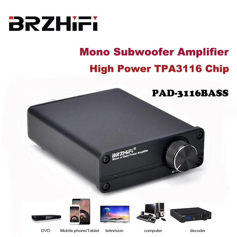 

BRZHIFI Fashion TPA3116 Subwoofer Digital Amplifier Home Theater 100W Mono Amplificador High Power Bass Car Amp AV SUB Input