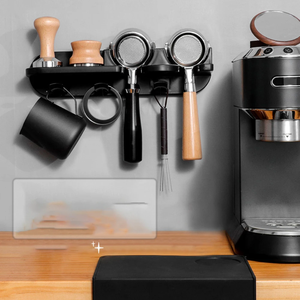 

Wall Mounted Espresso Coffee Filter Holder Organizer For Home Office Coffee Shop Self-adhesive Storage Rack Kitchen Accessories
