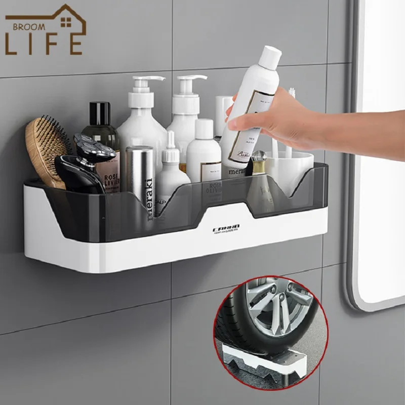 

WC Shampoo Holder Shower Shelves Wall Mount Kitchen Storage Basket Cosmetic Rack Home Bathroom Shelf Organizer Bath Accessories