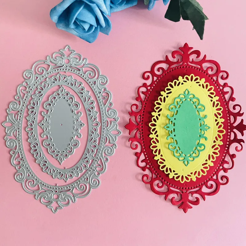 Овальная рамка с кружевом роза штамп принтом металлические штампы сделай сам