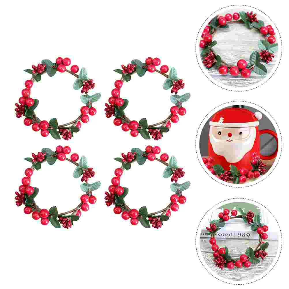 

Berry Wreathdecor Ring Christmas Mini Wreaths Head Berries Rings Hanging Decorations Simulated Garlandcup Artificial