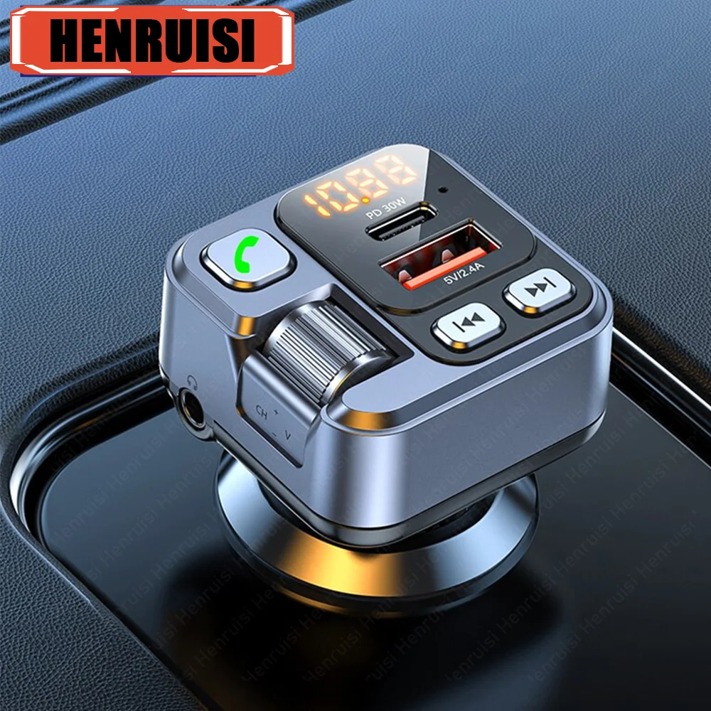

Car Bluetooth Digital Display Car Charger USB Type C Fast Charging 48W For iPhone Samsung Xiaomi Huawi Car Phone Charger Adapter